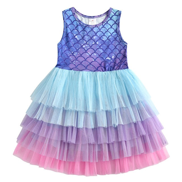 VIKITA Girls Unicorn Tutu Dress Kids Sequined Princess Vestido Girls Birthday Party Dress Children Summer Dresses Kids Clothes