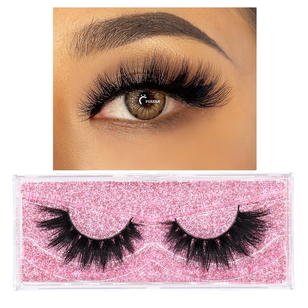 FOXESJI Mink Eyelashes Makeup 3D Mink Lashes Thick Cross Volume Fluffy Cruelty free Eye Lashes Dramatic False Eyelashes Eyelash