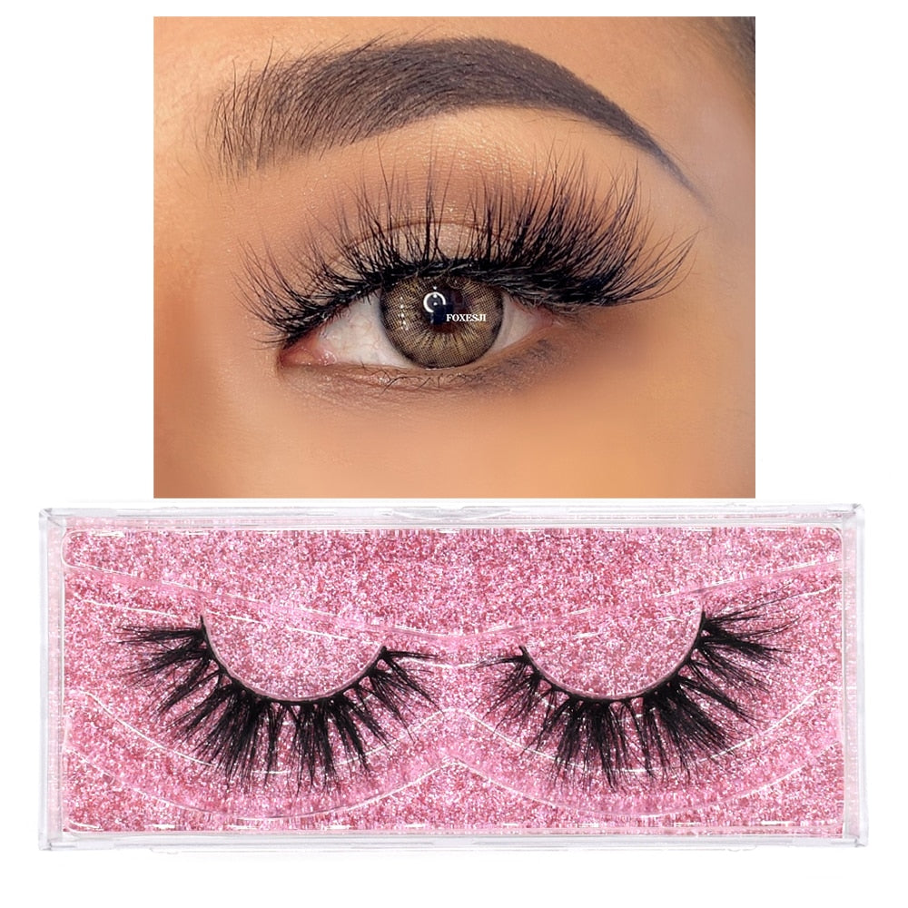 FOXESJI Mink Eyelashes Makeup 3D Mink Lashes Thick Cross Volume Fluffy Cruelty free Eye Lashes Dramatic False Eyelashes Eyelash