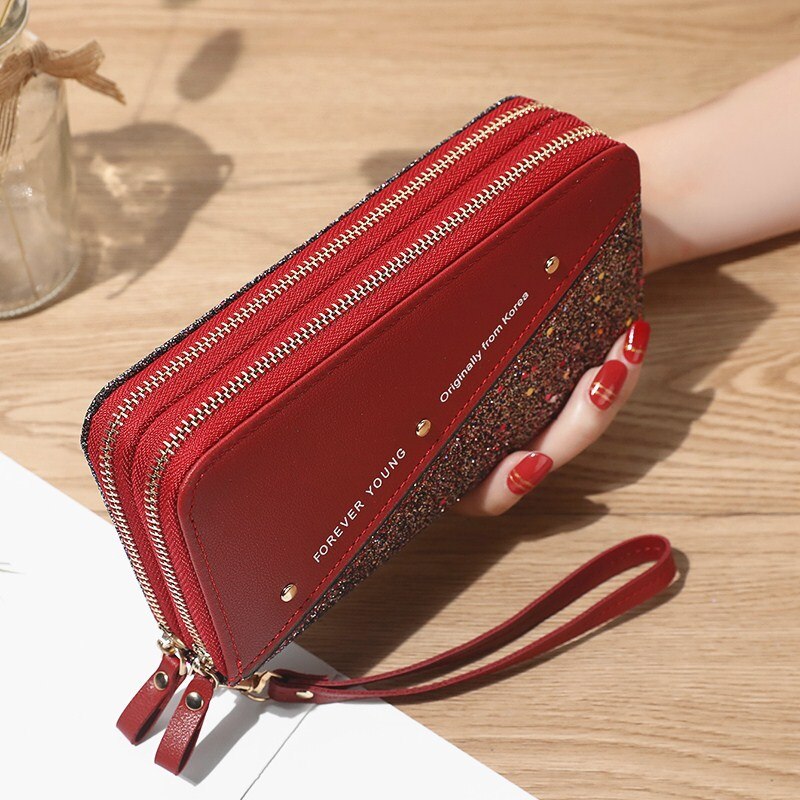 Women Wallets Lady Long Coin Purses Cards Holder Woman Double Zippers Handbags Billfold Wallet Burse Wristlet Money Bags Pocket