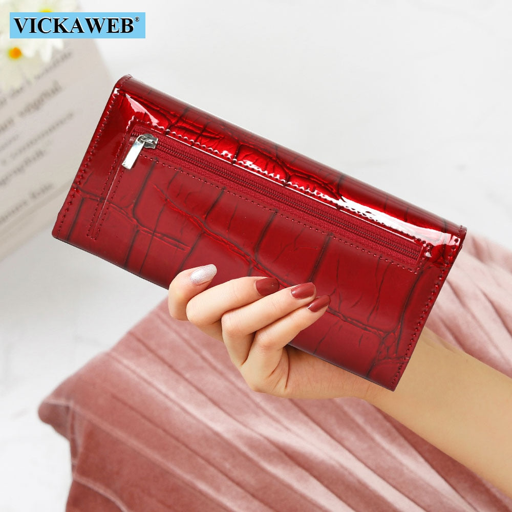 Free Gift Genuine Leather Women Wallet Magnetic Hasp Female Long Purse Ladies Coin Purses Fashion Wallets Women&#39;s Money Walet