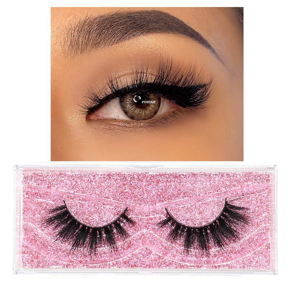 FOXESJI Mink Eyelashes Makeup 3D Mink Lashes Thick Cross Volume Fluffy Cruelty free Eye Lashes Dramatic False Eyelashes Eyelash