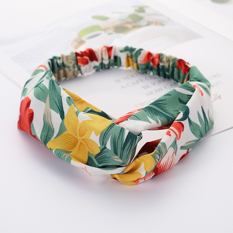 Women Cross Solid color Hair Bands Girls Print Flower Headbands Fashion Turban Make up Hair Accessories FD127