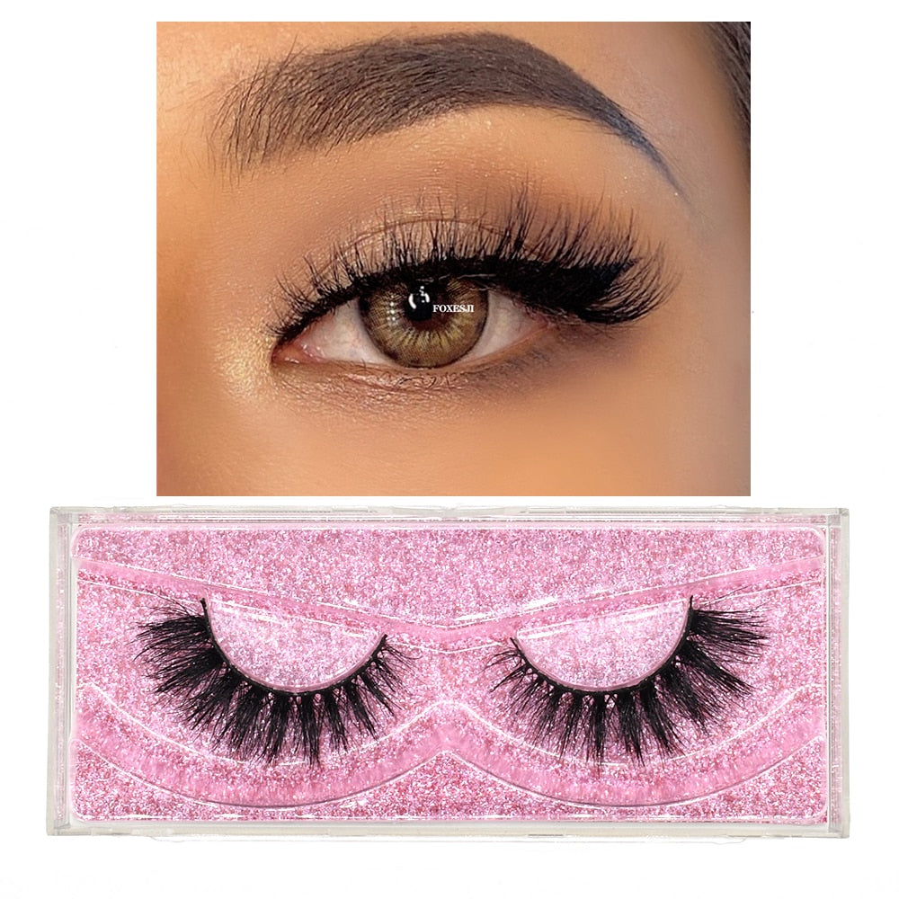 FOXESJI Mink Eyelashes Makeup 3D Mink Lashes Thick Cross Volume Fluffy Cruelty free Eye Lashes Dramatic False Eyelashes Eyelash