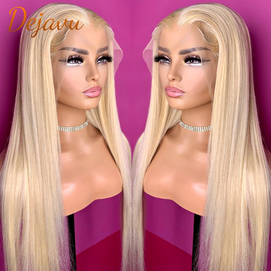 613 Honey Blonde Lace Frontal Wig Straight Human Hair Wigs 13X4 HD Lace Frontal Wigs PrePlucked Transparent Lace Wig For Women