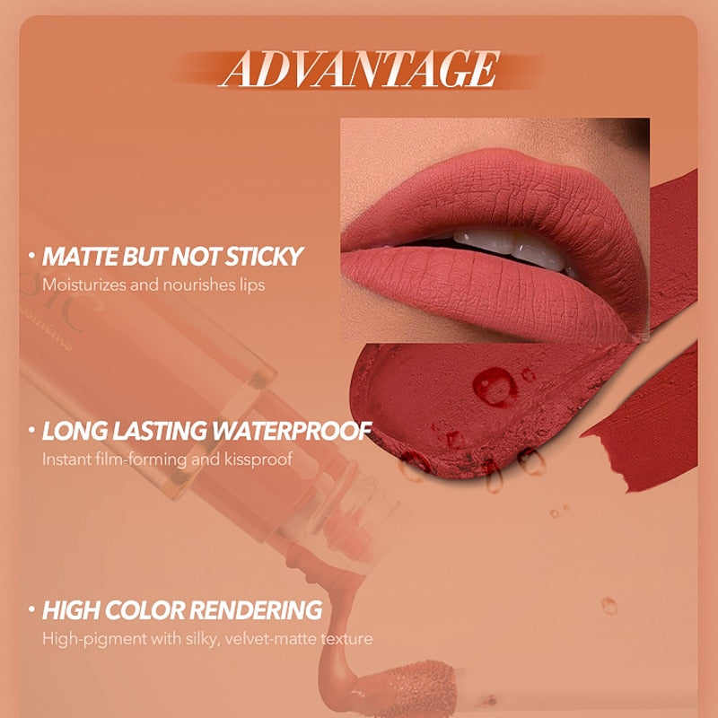 IMAGIC  5-color Set Waterproof Matte Velvet Nude Nude Color Lipstick Lip Gloss Deep Red Long Lasting Lip Gloss Female Lip