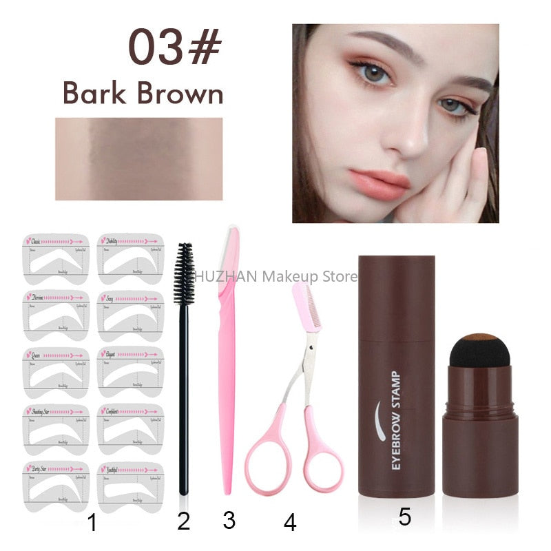 Professional Eyebrow Stamp Shaping Kit With Eyebrow Trimmer Tools Brush Eyebrow Powder Stick Hair Line Contour Cosmetics Make Up