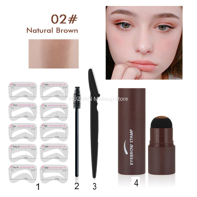 Professional Eyebrow Stamp Shaping Kit With Eyebrow Trimmer Tools Brush Eyebrow Powder Stick Hair Line Contour Cosmetics Make Up