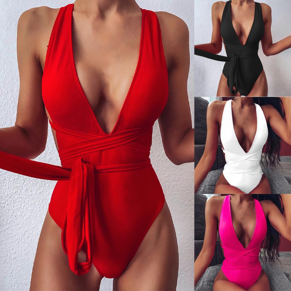 Stylish Swimsuit Skinny Push Up Female Pure Color Off Shoulder Bikini