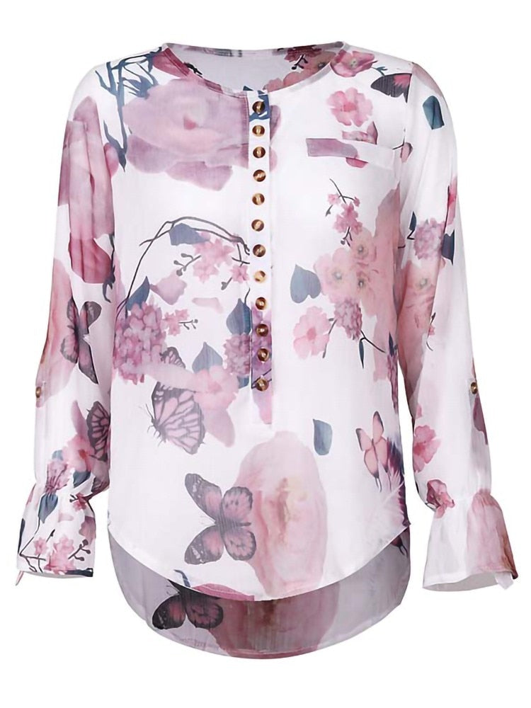 Long Sleeve Women Blouses 2022 Plus Size Turn-down Collar Blouse Shirt Casual Tops Elegant Work Wear Chiffon Shirts 5XL