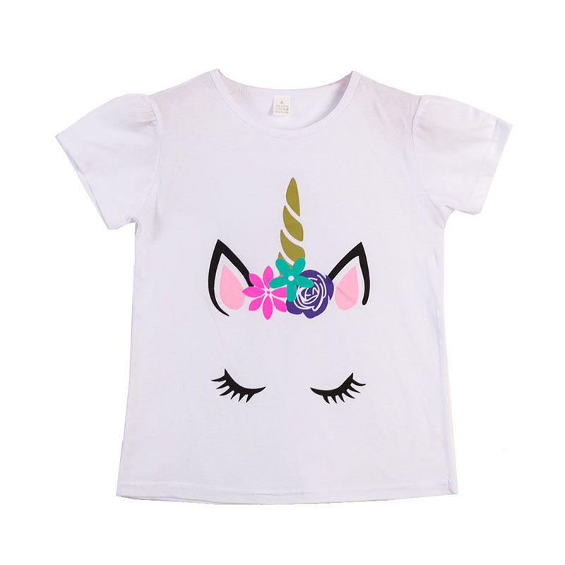 Kids T-shirts Girls Summer Unicorn Clothes Baby T Shirts Children Ruffle Sleeve Clothing Graphic T-shirt Tee