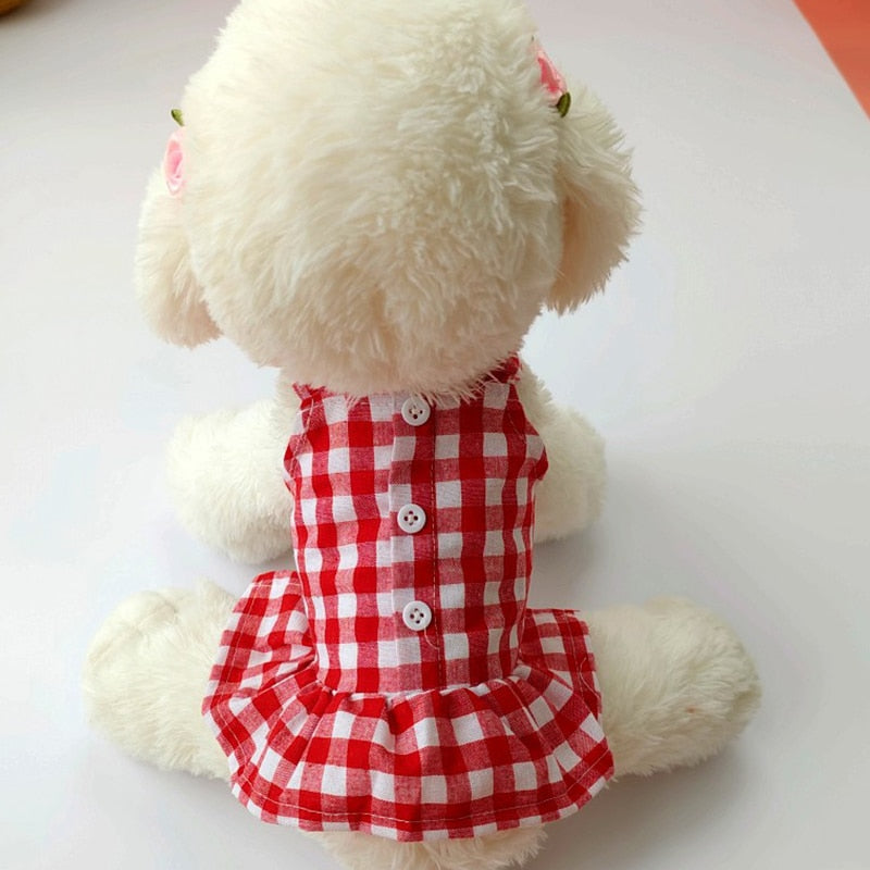 Floral Dog Dress Bow Princess Dress Dog Skirt Spring Summer Section Wedding Dresses Cute Sweet Thin Small Fresh Snap Style