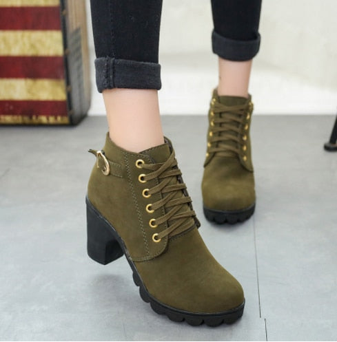 Women Boots 2022 Autumn Winter Boots Female Shoes Brand Ladies Ankle Boots Heels Shoes Woman Suede Leather Boots