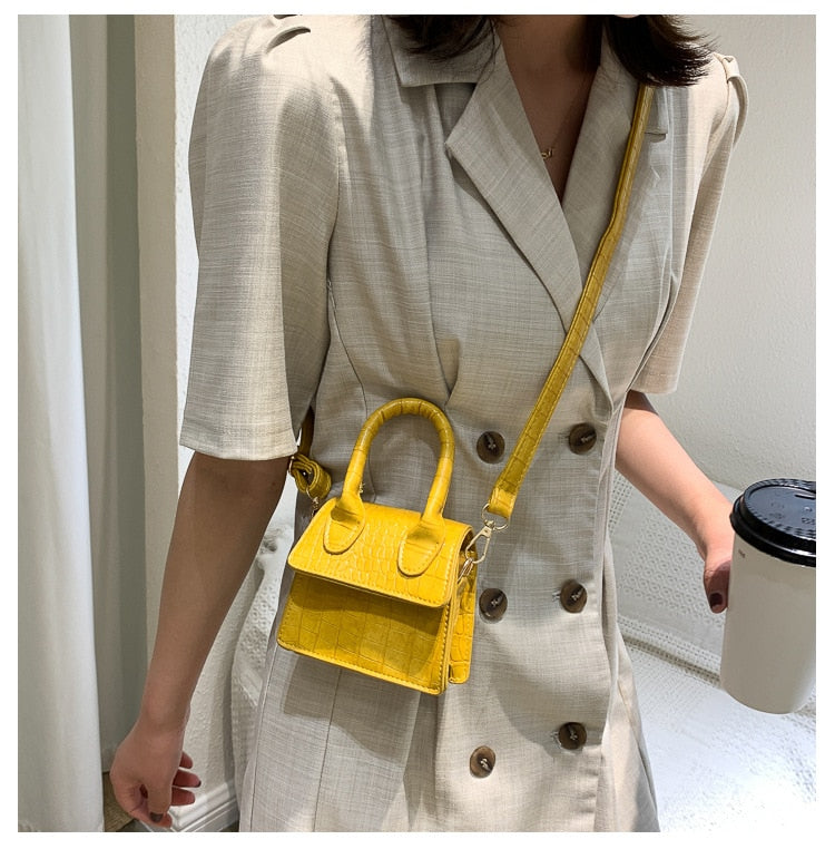 Mini Tote Bag  Crocodile Pattern Flip Messenger Crossbody Bag Female Simple Shoulder Bag Small Square Lady Handbag 2022 New