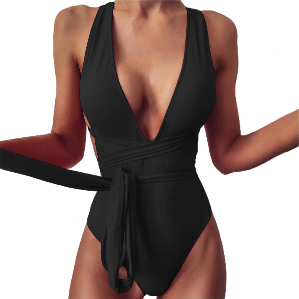 Stylish Swimsuit Skinny Push Up Female Pure Color Off Shoulder Bikini