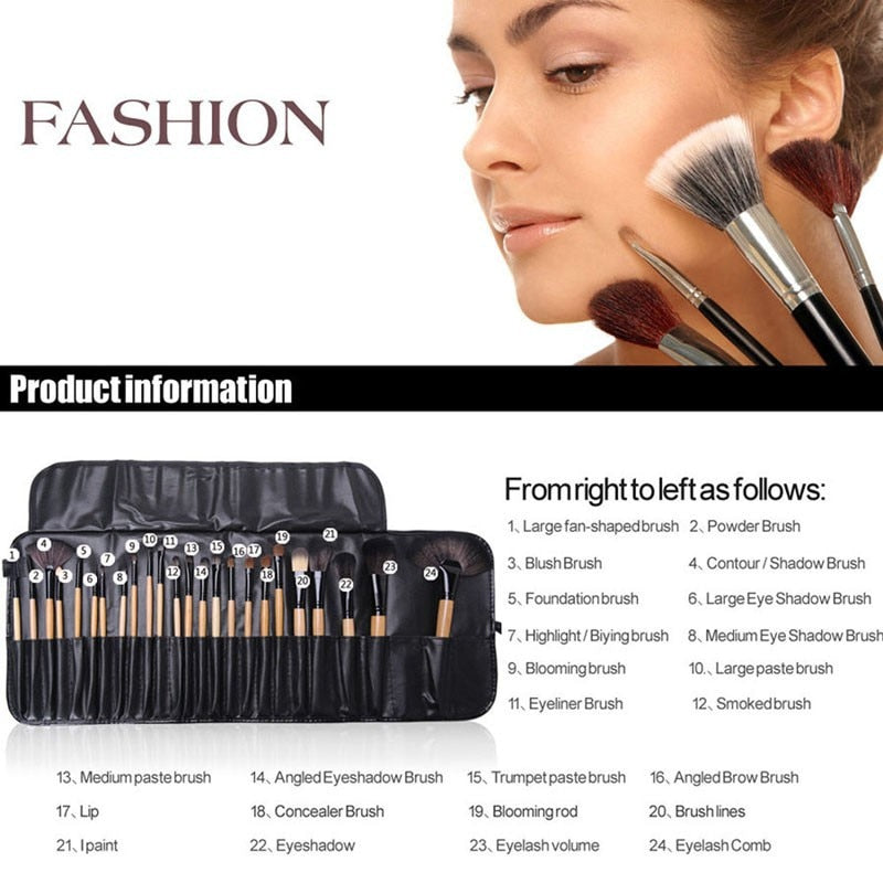 Gift Bag Of  24 pcs Makeup Brush Sets Professional Cosmetics Brushes Eyebrow Powder Foundation Shadows Pinceaux Make Up Tools