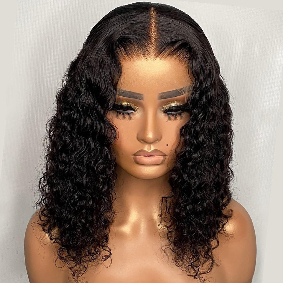 Human Hair Wigs Brazilian Deep Wave Frontal Wig Short Wigs Human Hair Jerry Curl Bob Wig PrePlucked Wigs For Women Natural Hair