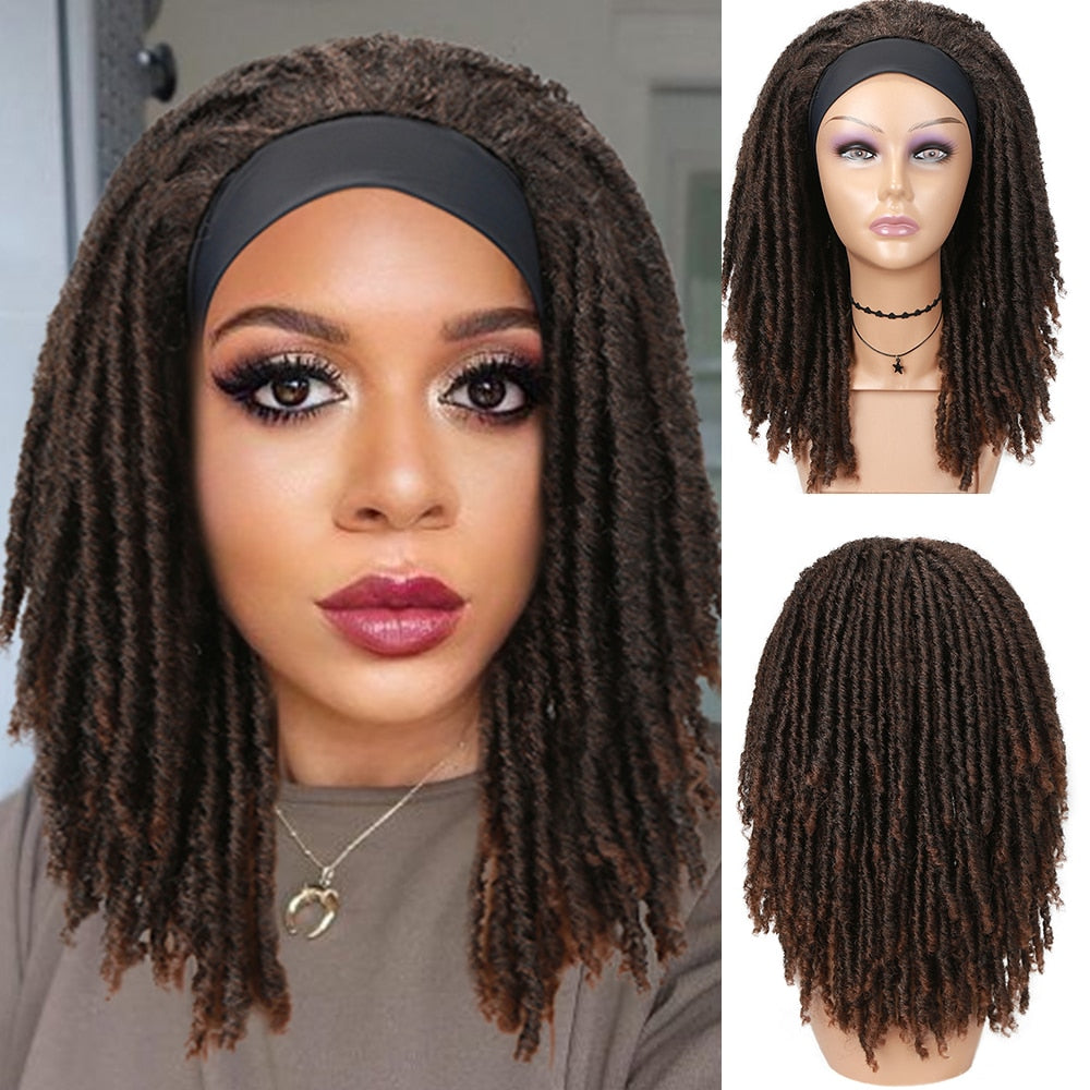 Fave Dreadlock Braided Headband Wigs Synthetic Goddess Faux Nu Locs Curly Wig Freetress Twist Crochet Hair For Black White Women