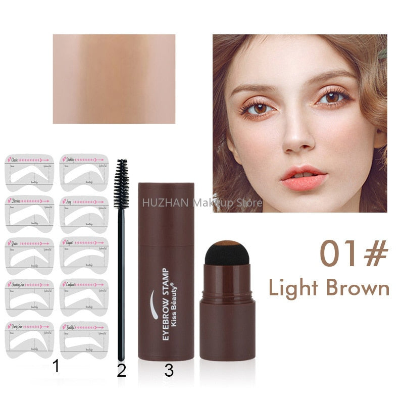 Professional Eyebrow Stamp Shaping Kit With Eyebrow Trimmer Tools Brush Eyebrow Powder Stick Hair Line Contour Cosmetics Make Up