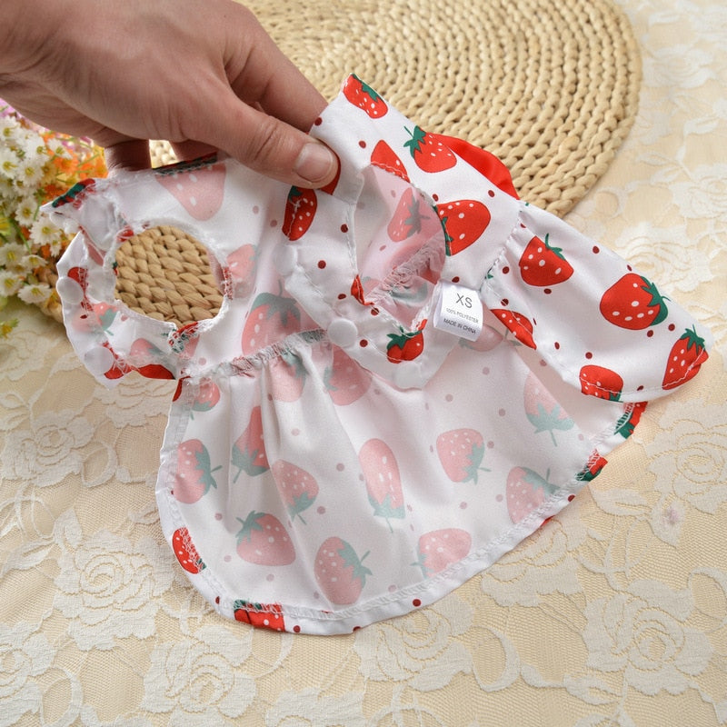 Floral Dog Dress Bow Princess Dress Dog Skirt Spring Summer Section Wedding Dresses Cute Sweet Thin Small Fresh Snap Style