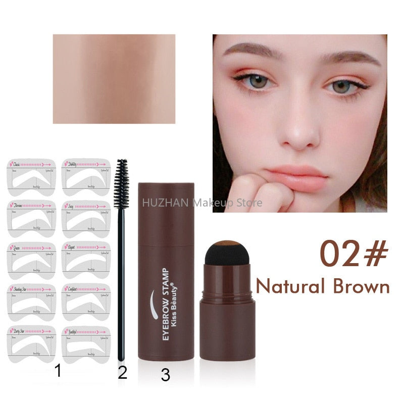 Professional Eyebrow Stamp Shaping Kit With Eyebrow Trimmer Tools Brush Eyebrow Powder Stick Hair Line Contour Cosmetics Make Up
