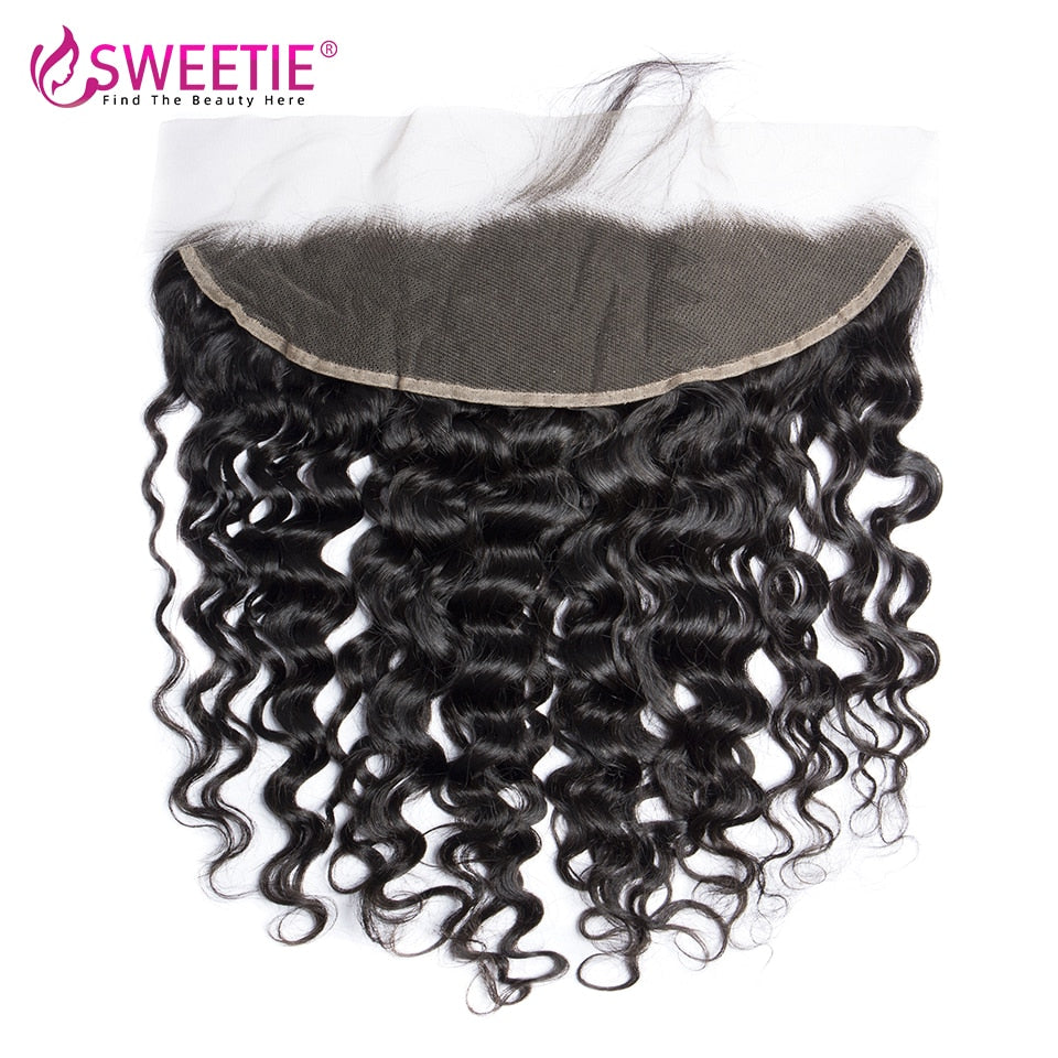 Sweetie Water Wave Bundles With Frontal Closure Brazilian Human Hair Weave 3 or 4 Bundles Remy Lace Frontal Closure With Bundles