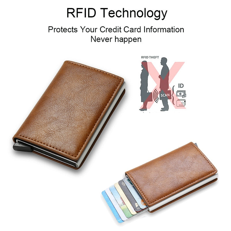 DIENQI Carbon Fiber Card Holder Wallets Men Brand Rfid Black Magic Trifold Leather Slim Mini Wallet Small Money Bag Male Purses