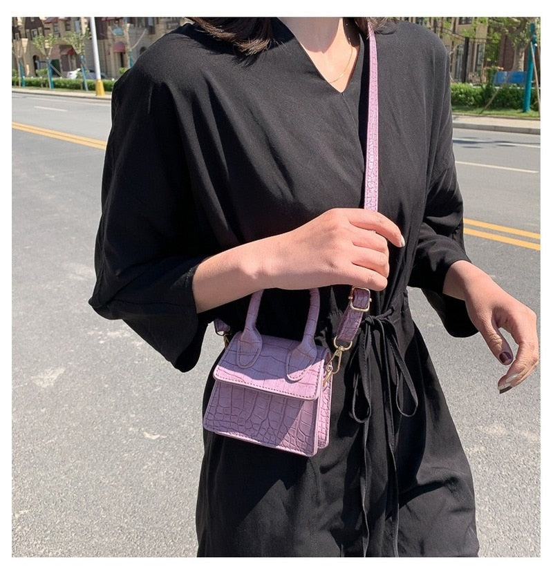 Mini Tote Bag  Crocodile Pattern Flip Messenger Crossbody Bag Female Simple Shoulder Bag Small Square Lady Handbag 2022 New