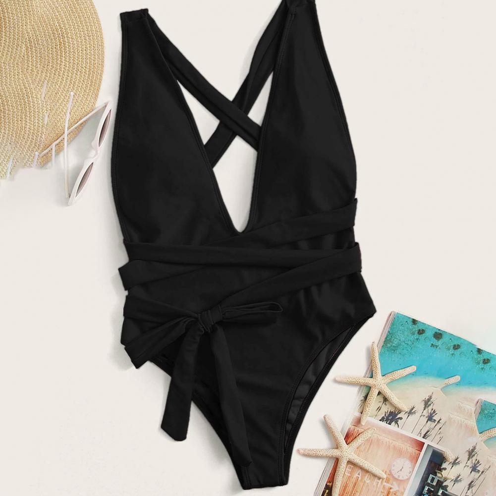 Stylish Swimsuit Skinny Push Up Female Pure Color Off Shoulder Bikini