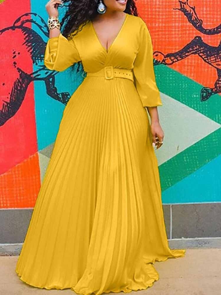 Birthday Maxi Dresses for Women Party Pleated Dress Long Sleeve  Elegant Chiffon Vintage Dress Streetwear Wholesale Dropshipping