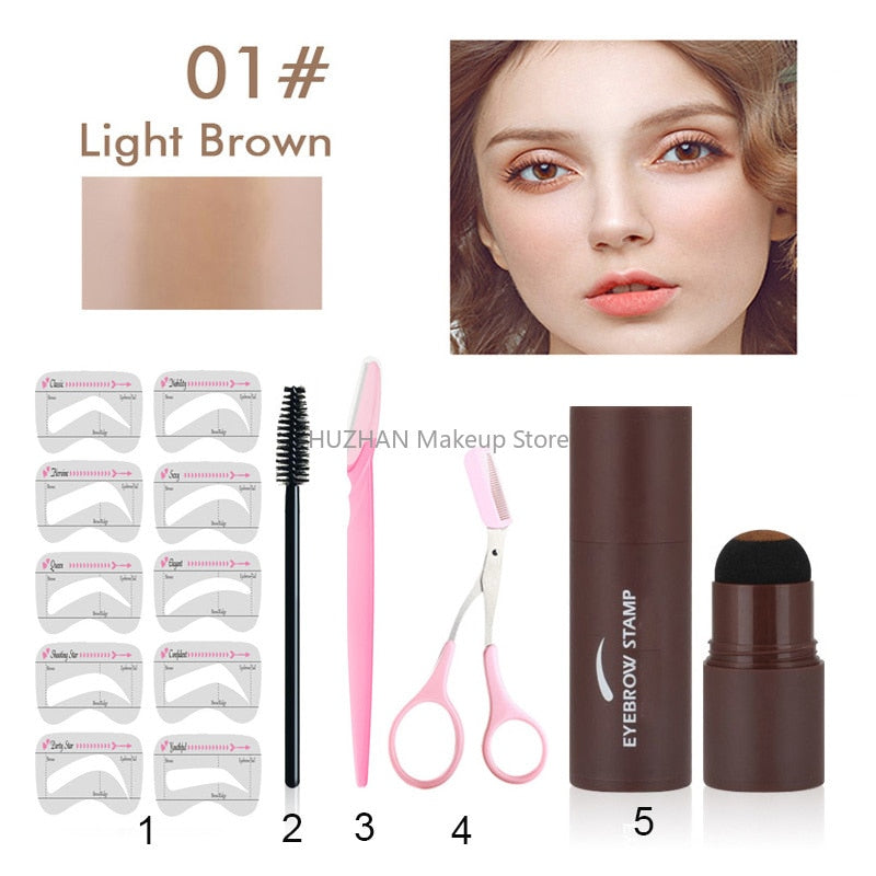 Professional Eyebrow Stamp Shaping Kit With Eyebrow Trimmer Tools Brush Eyebrow Powder Stick Hair Line Contour Cosmetics Make Up