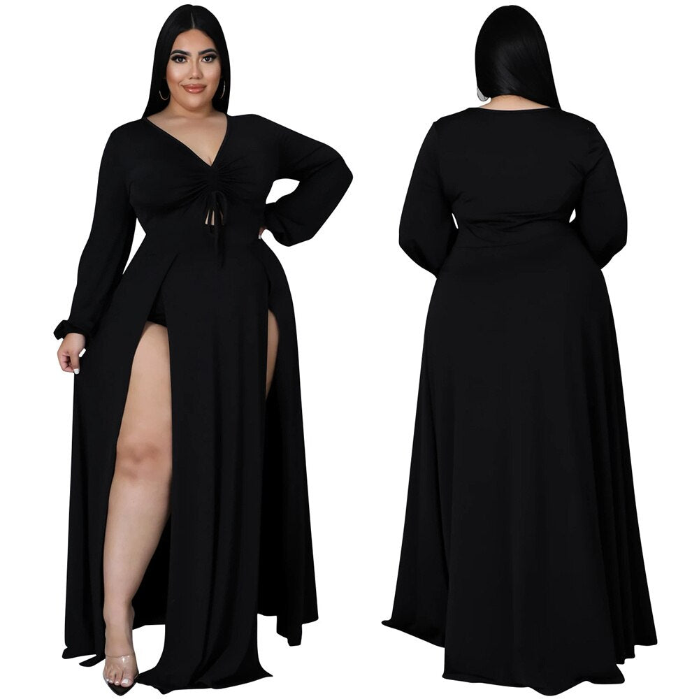 Solid Color Plus Size Women's Dress